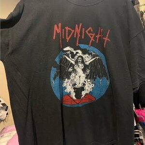 MIDNIGHT Band Black Tee with Red Woman Graphic Print